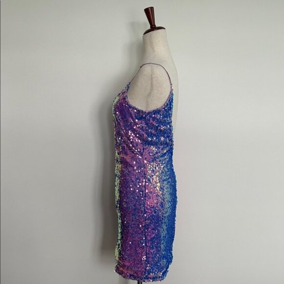 Akira Lavender Purple Bodycon Sequin Mini Dress Size Large - Picture 3 of 5